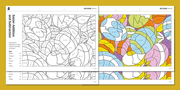 color by addition and subtraction worksheet