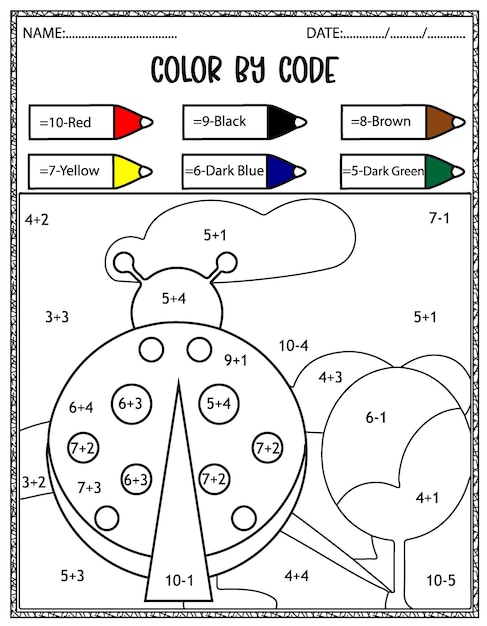 color by addition and subtraction worksheet