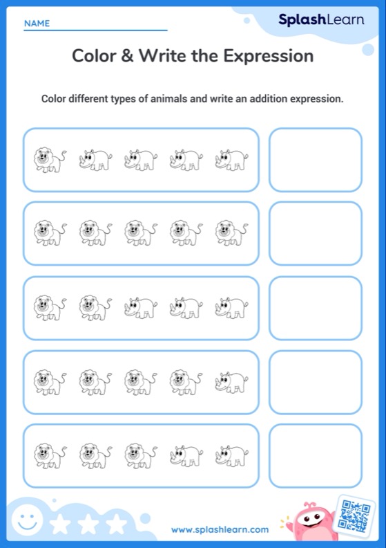 color by addition worksheet first