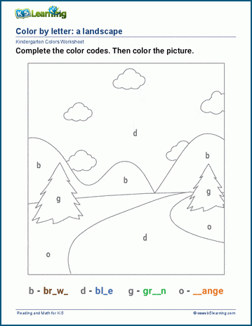 color by letter worksheet for