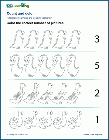 Counting and coloring worksheets for preschool and kindergarten ...