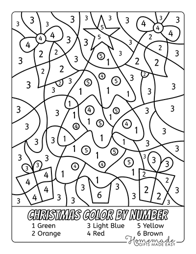 color by number christmas worksheet