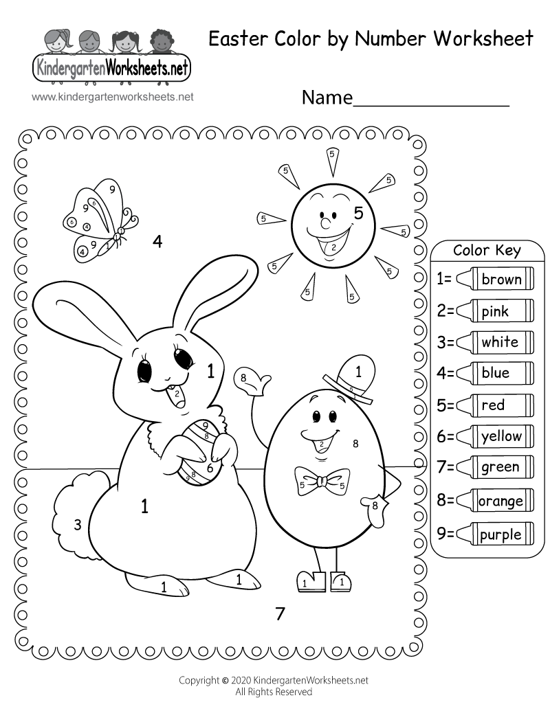 Free Printable Easter Color by Number Worksheet