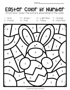 color by number easter worksheet