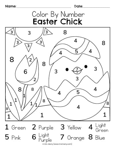 Free Easter Color By Number Printable Worksheets | Mrs. Merry