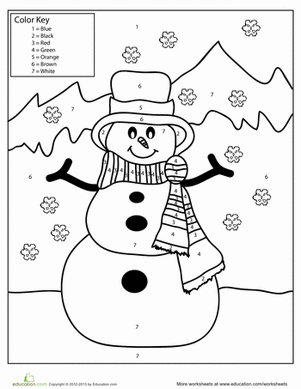 color by number worksheet for first grade