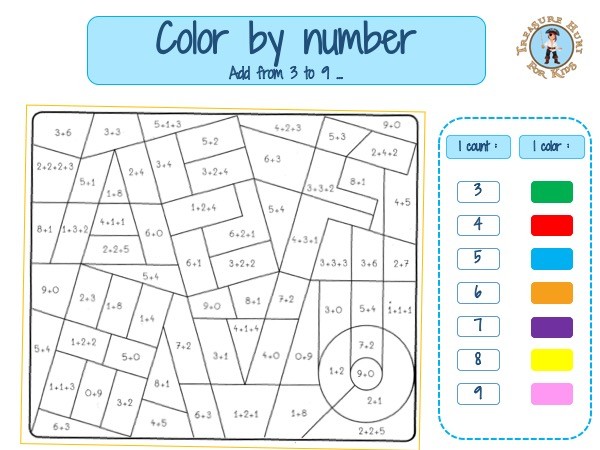 color by number worksheet for first grade