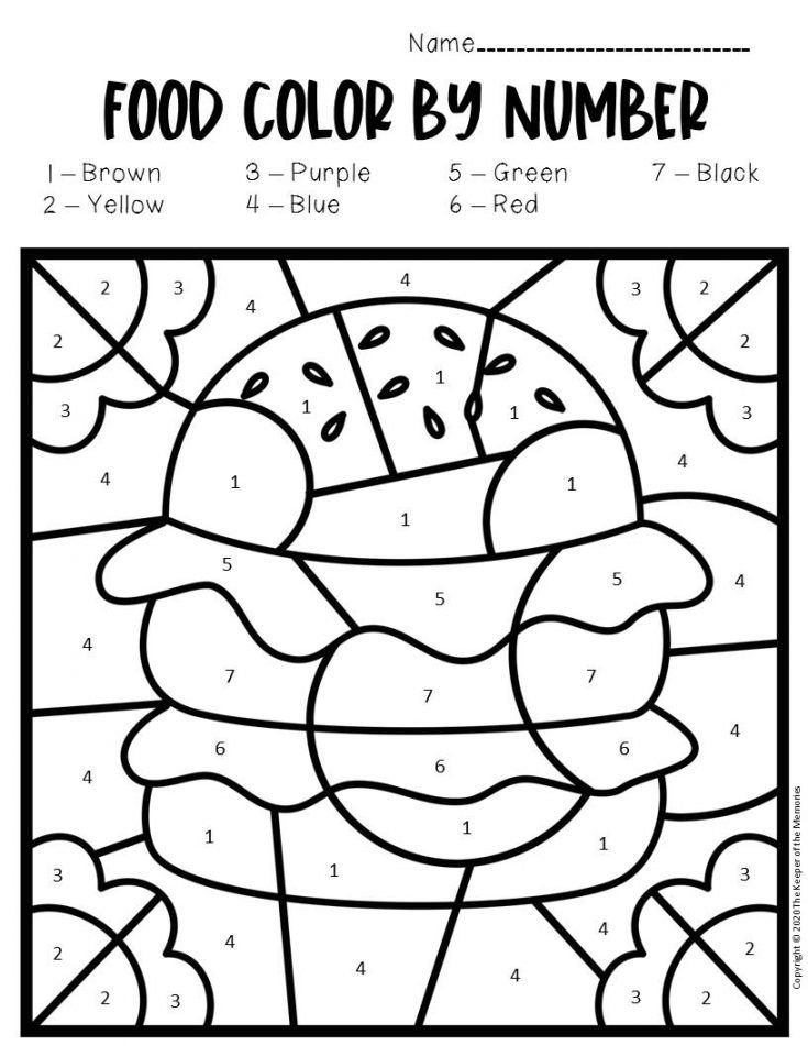 Free Printable Color by Number Food Preschool Worksheets ...