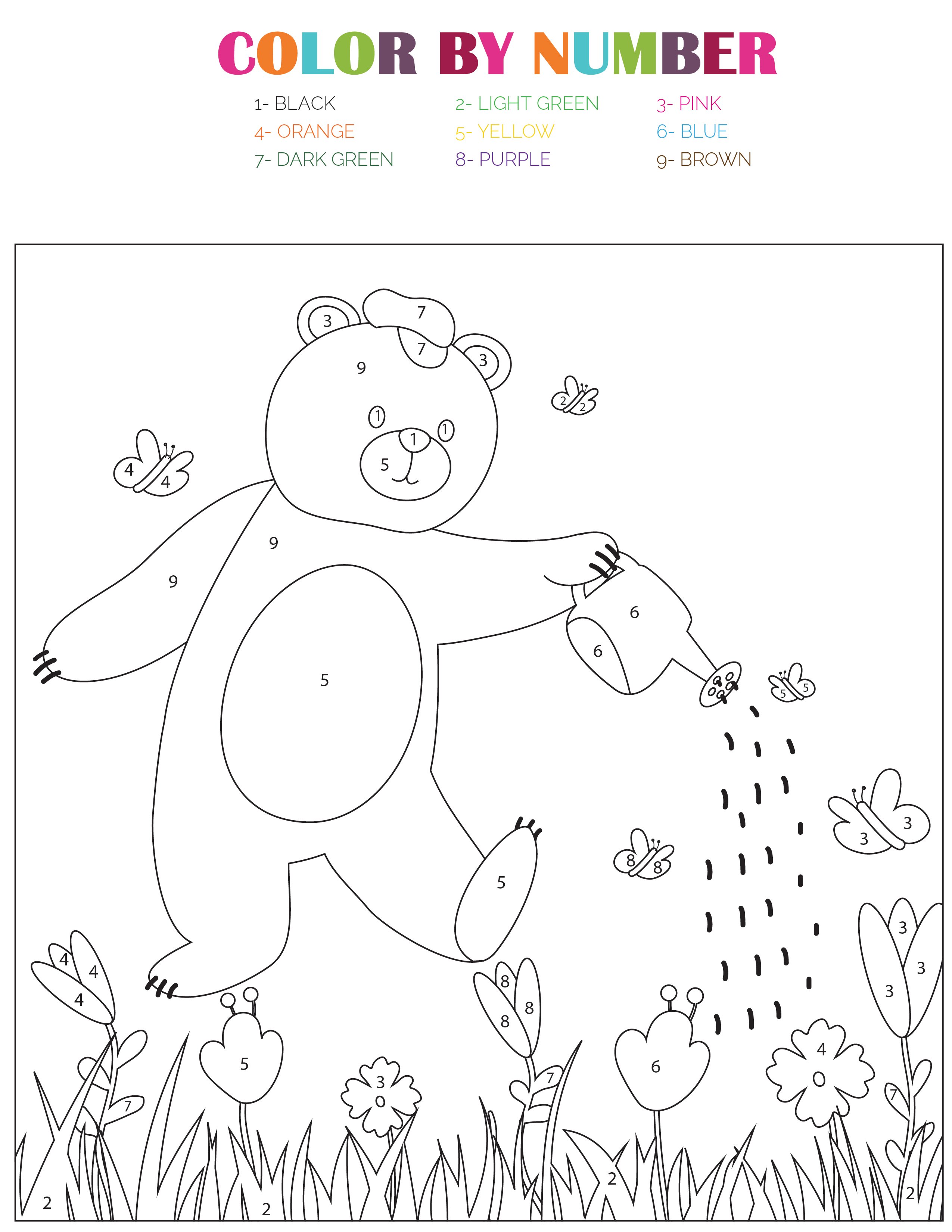 color by number worksheet printable