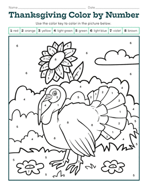 Thanksgiving Color by Number | Worksheet 