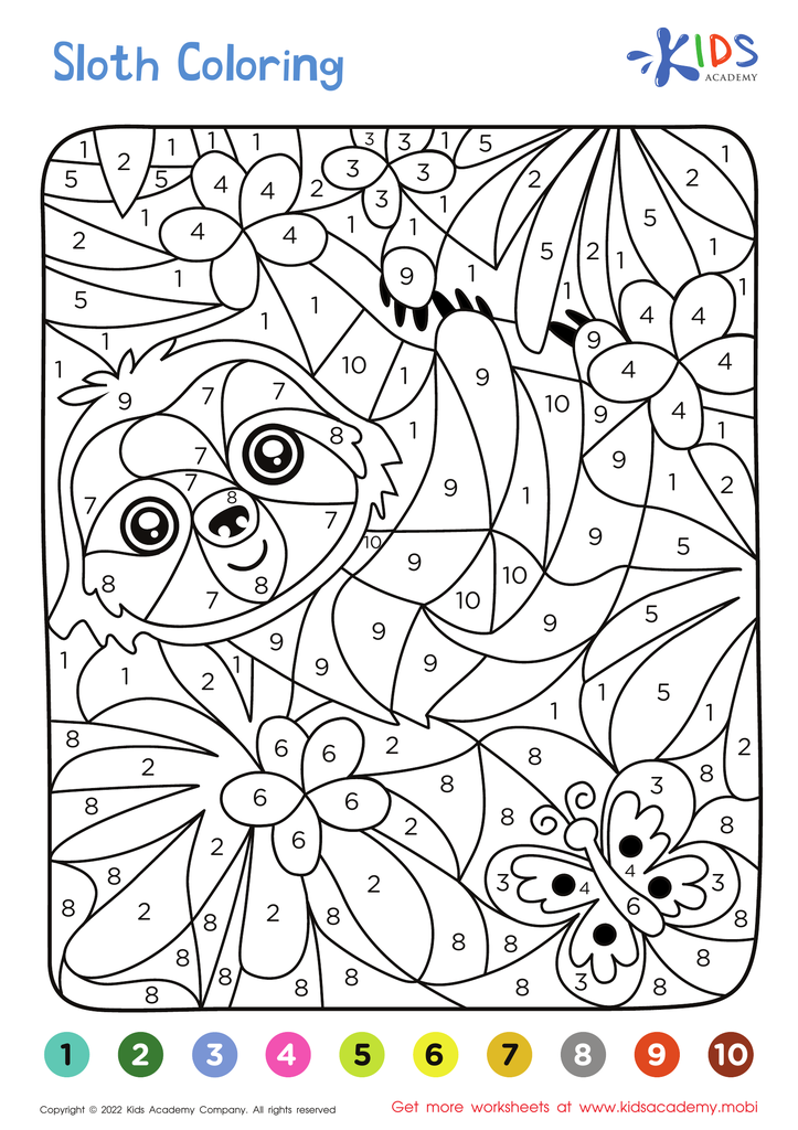 Sloth - Coloring by Numbers for kids