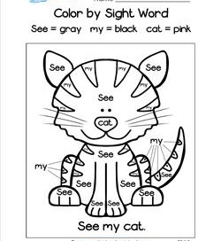 color by sight word kindergarten worksheet