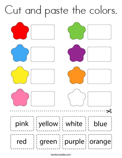 Cut and paste the colors Coloring Page - Twisty Noodle