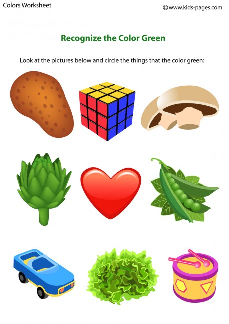 Color Green worksheet