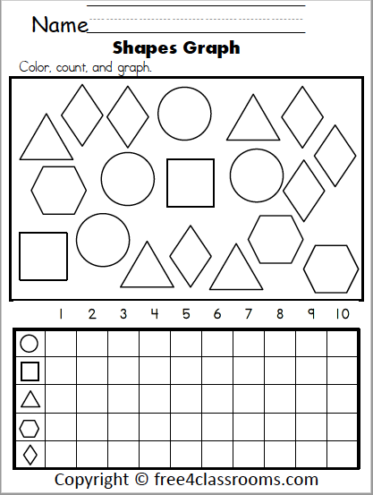 Free 2D Shapes Count, Color, and Graph Worksheet - Free Worksheets ...