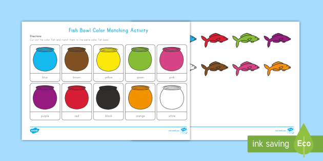 Fish Bowl Color Matching Worksheet Mat - Activity Mat