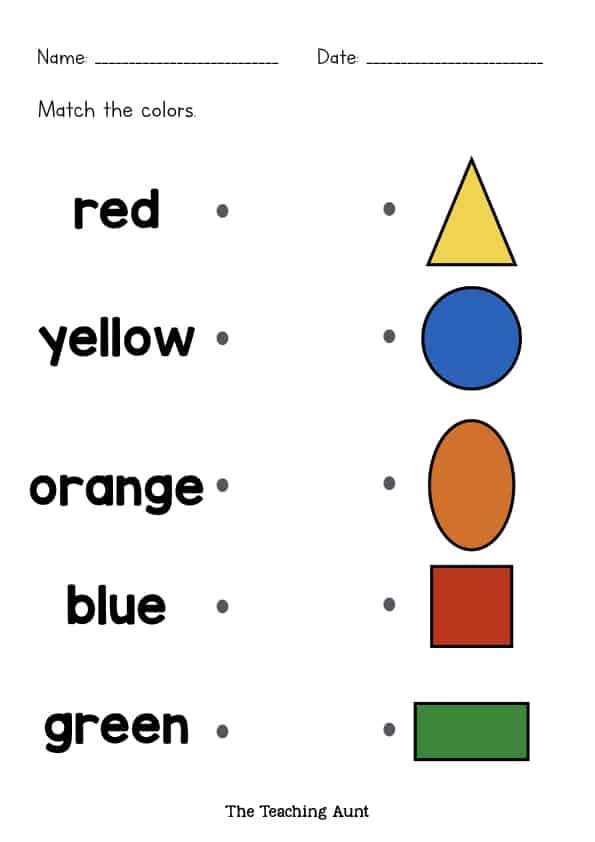 color matching worksheet