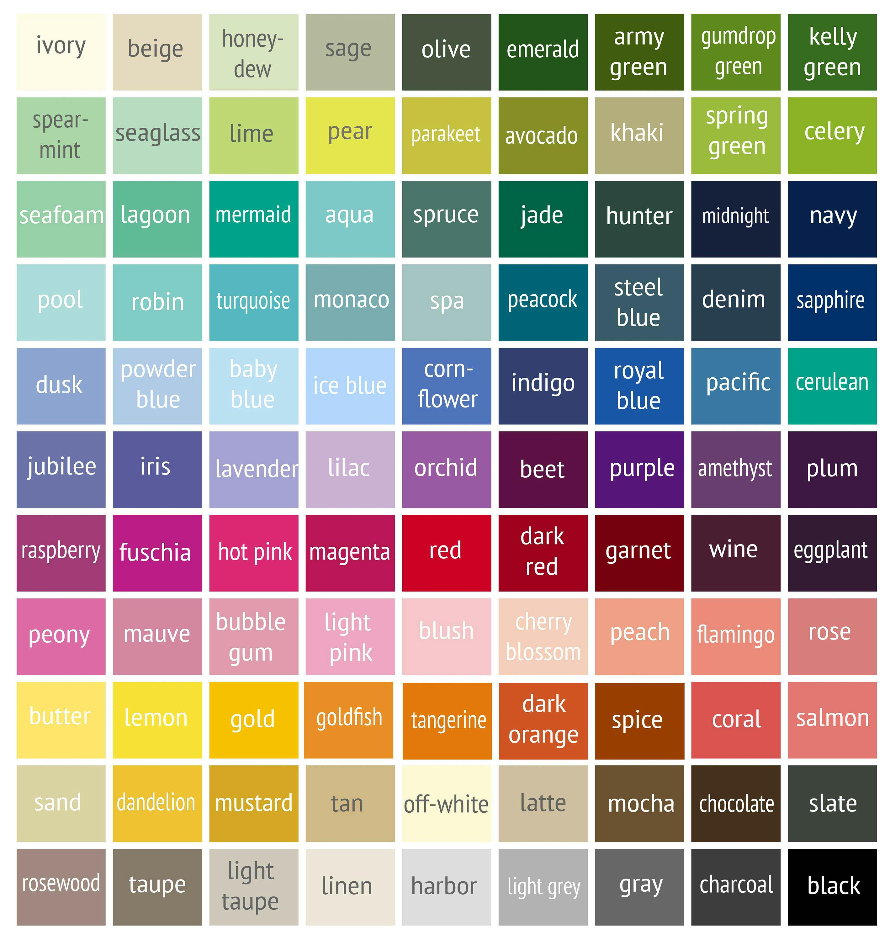 Printed Color Chart - Worksheets Library