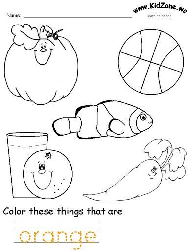 color orange worksheet preschool