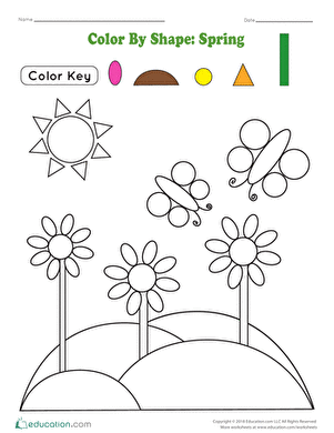 Color by Shape: Spring | Worksheet 
