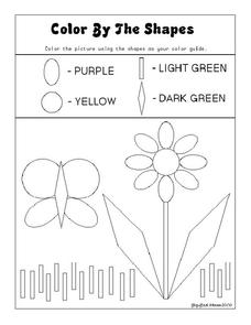 Color By the Shapes Worksheet for Kindergarten - 1st Grade ...