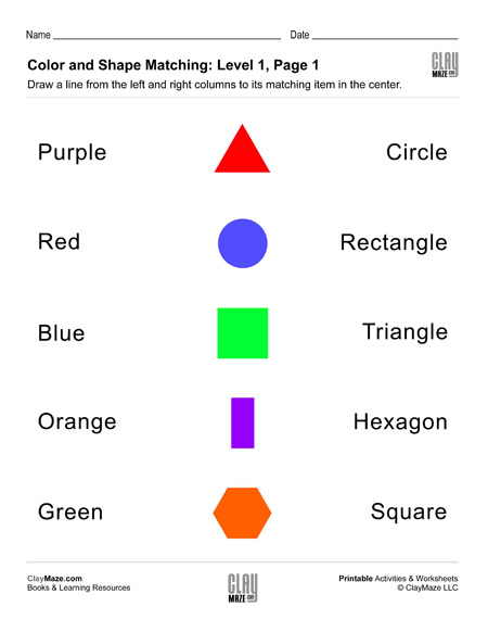 Match the Shapes and Colors (Level 1, Page 1) | Homeschool Books ...