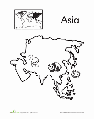 color the continents worksheet