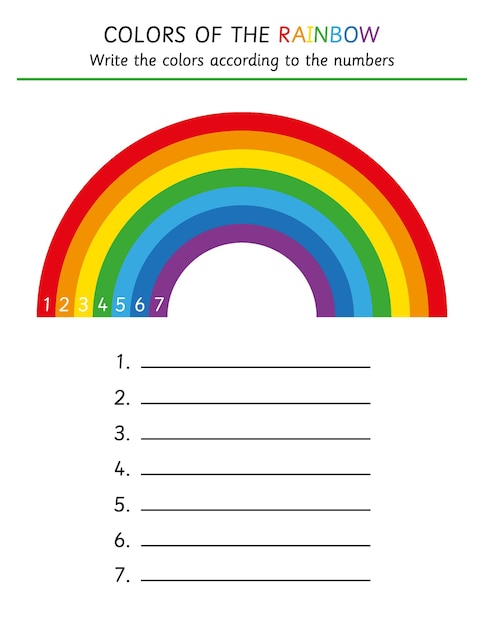 Premium Vector | Writing practice worksheet, rainbow colors ...