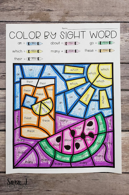 color word coloring worksheet