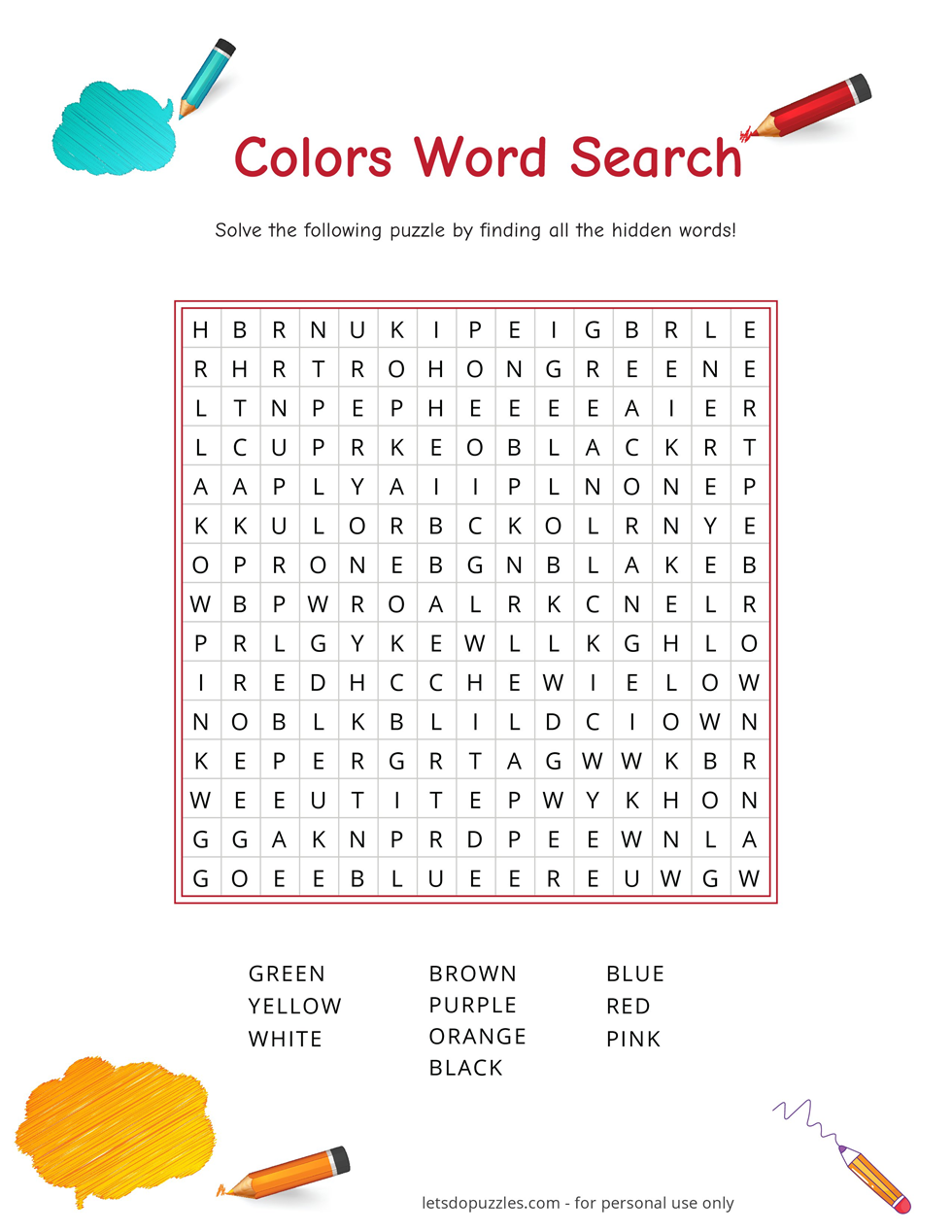 colors word search - Monster Word Search - Worksheets Library