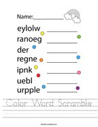 color word worksheet