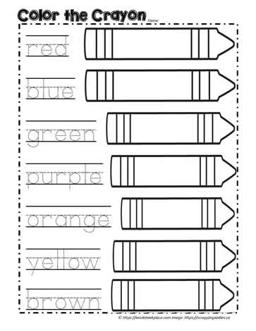 color word worksheet
