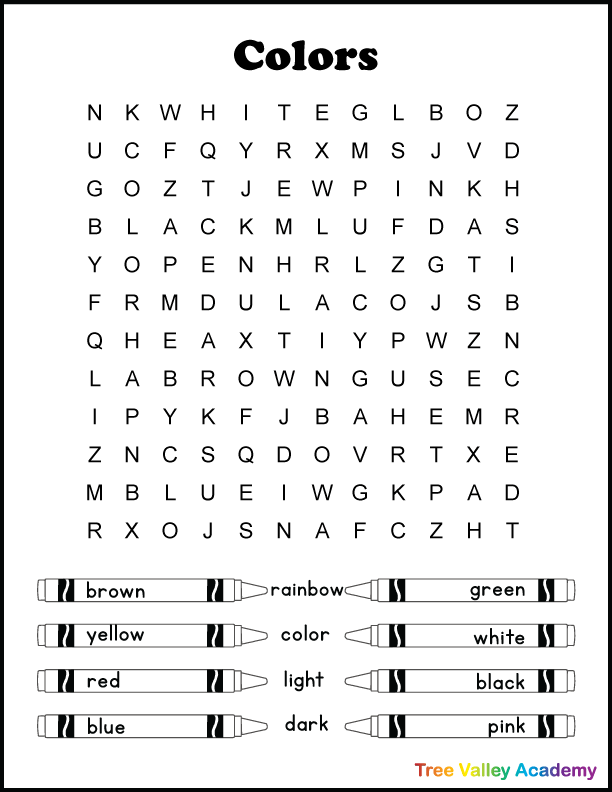 color words worksheet printable