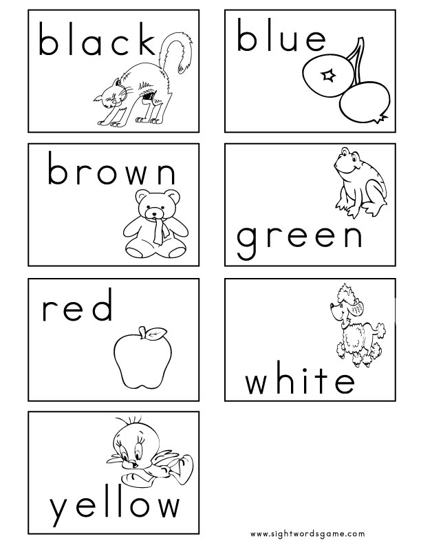 Color Worksheets - Sight Words, Reading, Writing, Spelling ...