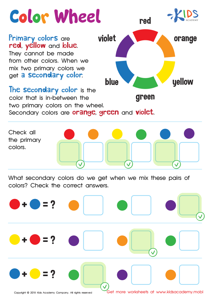 Primary and Secondary Colors Worksheet: Free Printout for Children ...