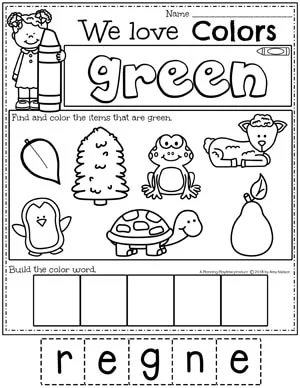 color worksheet for preschoolers