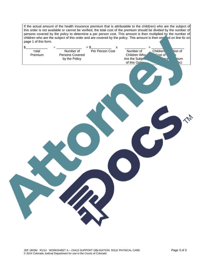 colorado child support worksheet