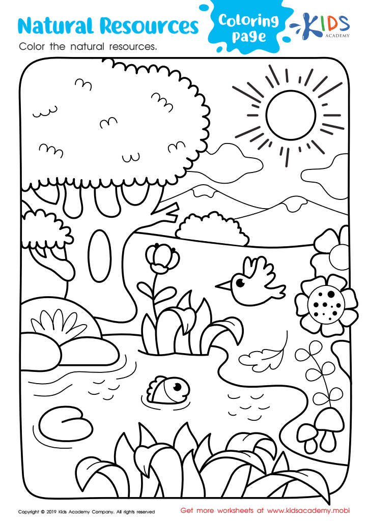 Natural Resources Coloring Page Worksheet for kids
