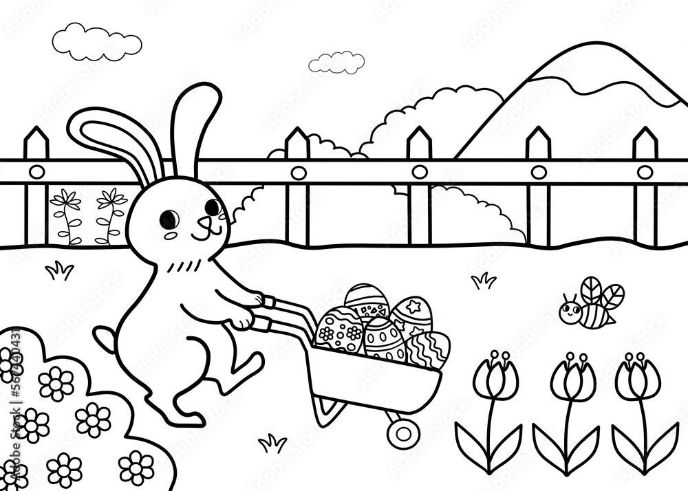 Easter Bunny coloring pages for kids. Painting for kindergarten ...