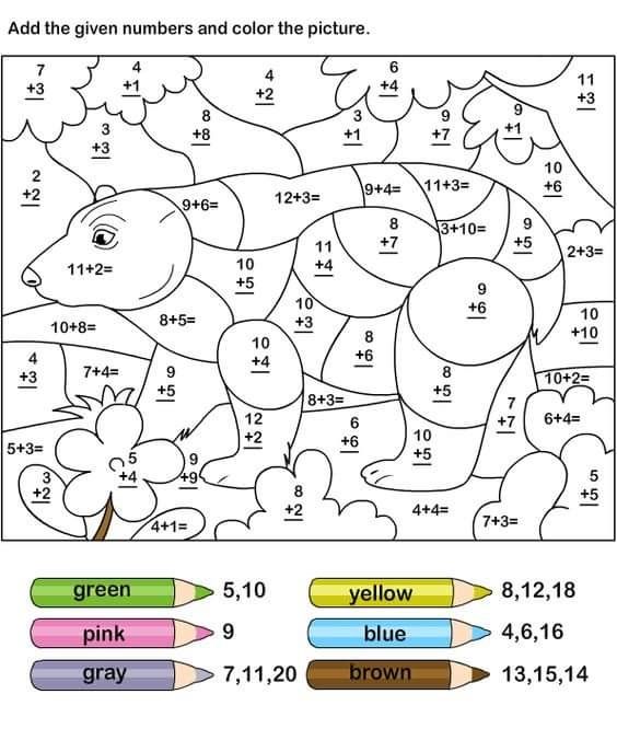 Color by Number Addition - Best Coloring Pages For Kids