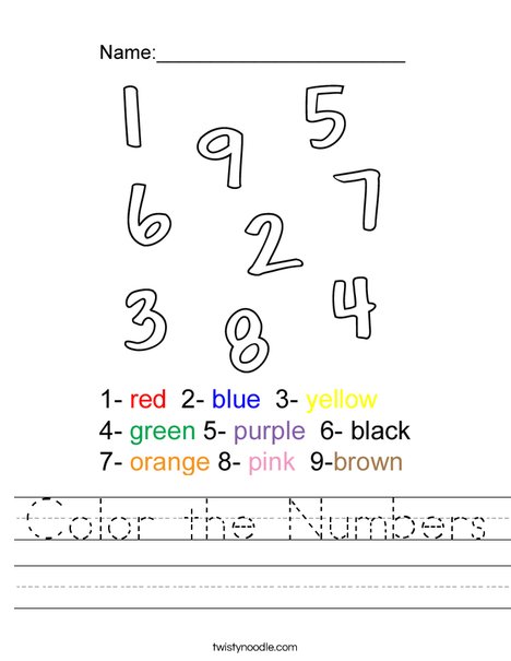 Color the Numbers Worksheet - Twisty Noodle