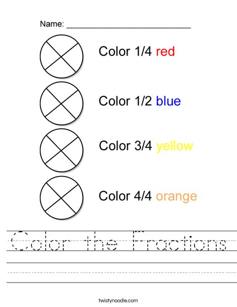 coloring fractions worksheet