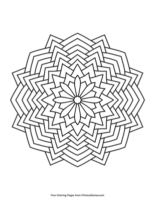 Geometric Mandala Coloring Page • FREE Printable PDF from PrimaryGames