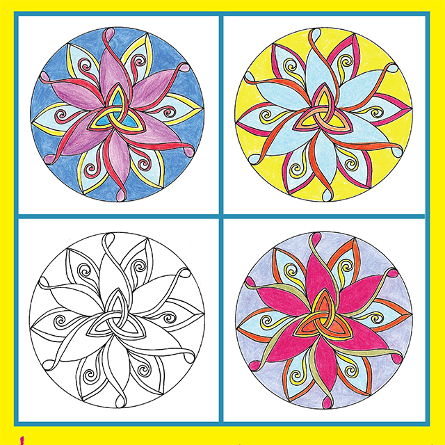 coloring mandalas with colored pencils