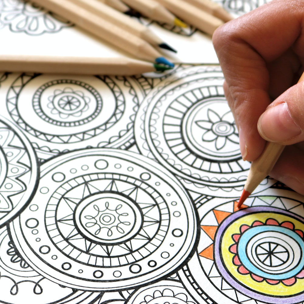 coloring mandalas with colored pencils