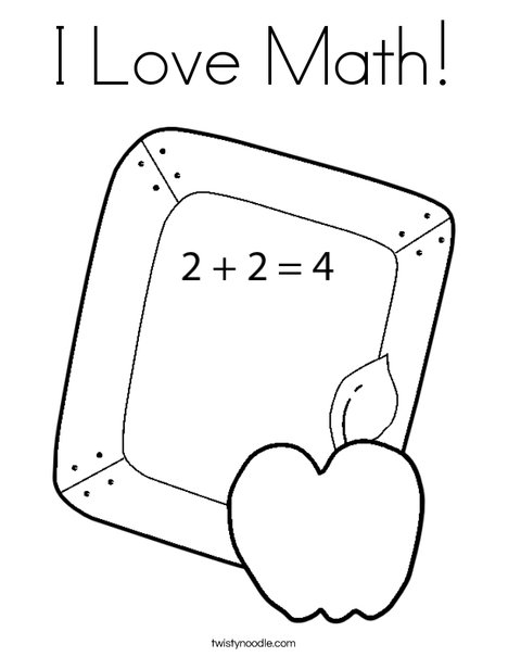 I Love Math Coloring Page - Twisty Noodle