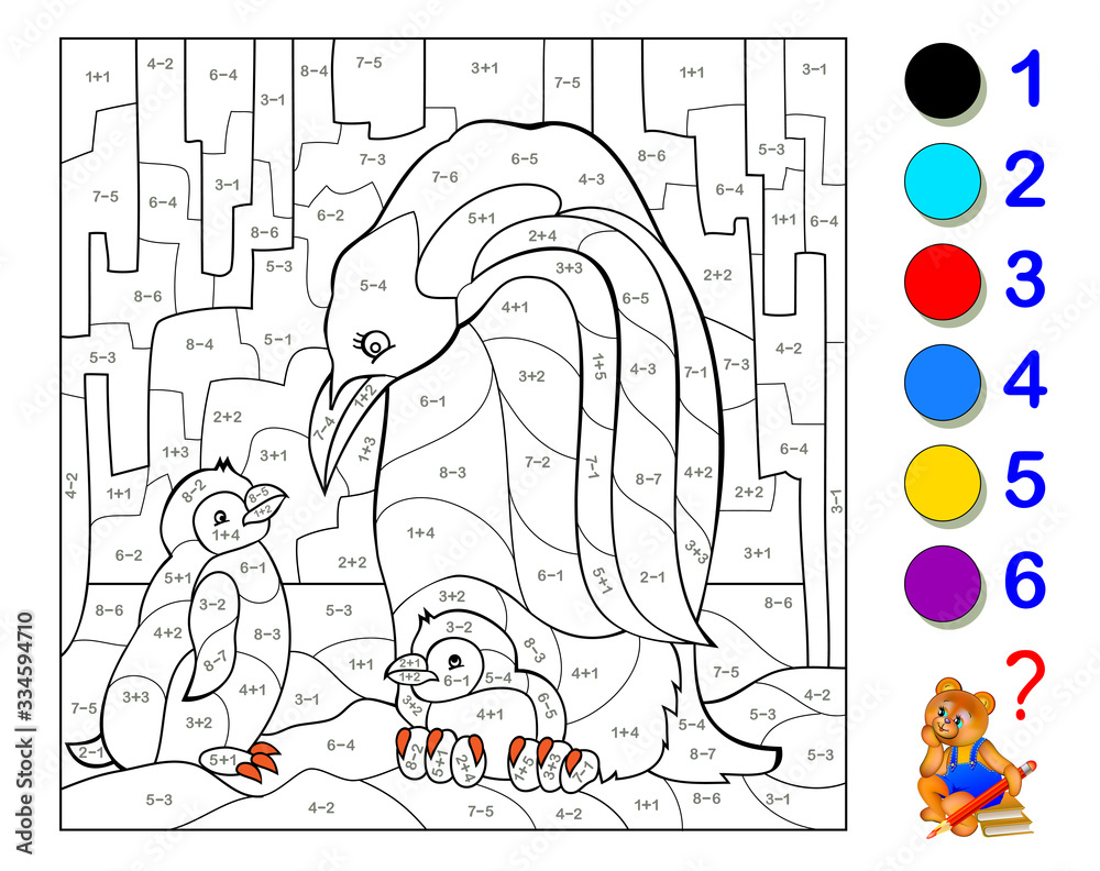 Math education for children. Coloring book. Mathematical exercises ...