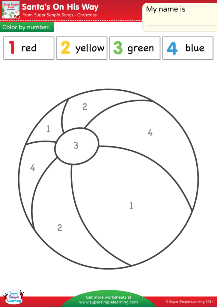 Santas On His Way Worksheet - Color By Number - Super Simple