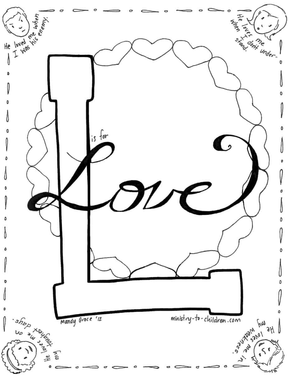 coloring pages that say love