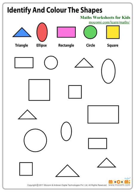 Identify and Colour the Shapes - Maths Worksheets for Kids ...